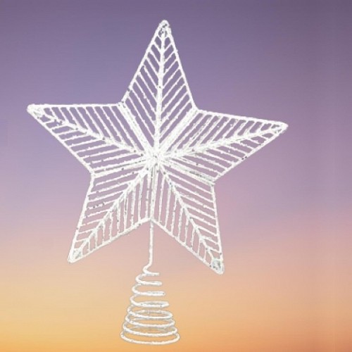 Χριστουγεννιάτικη Κορυφή Αστέρι Άσπρο Γκλιτερ 30εκ