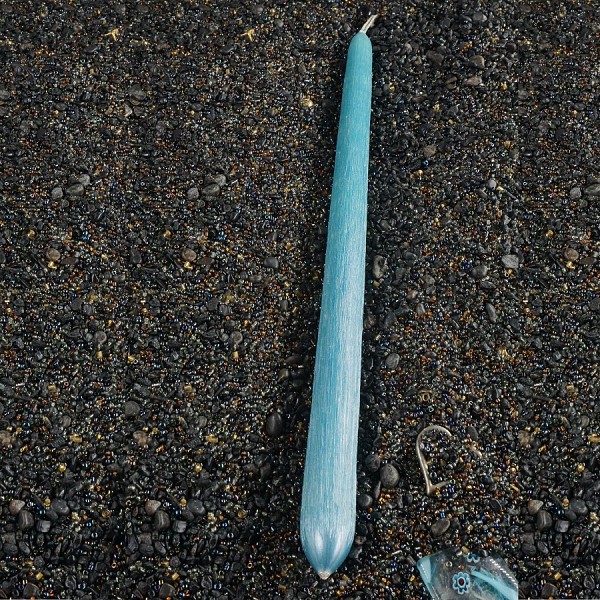 Λαμπάδα κλασική Γαλάζια Περλέ 35cm