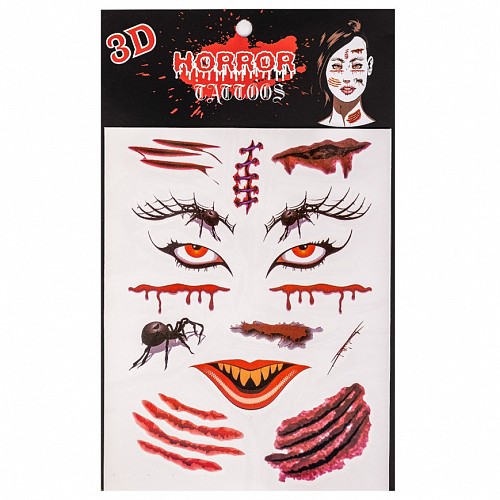 o Spiders and wounds Face Tatoo