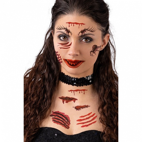 o Spiders and wounds Face Tatoo