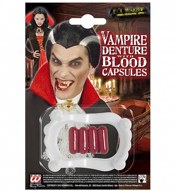 Αποκριάτικα Δόντια Vampire με Κάψουλες Αίματος